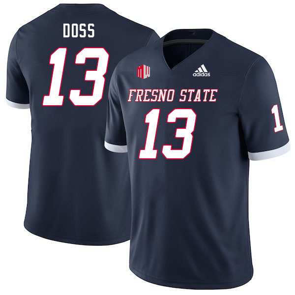 Men #13 Jaceon Doss Fresno State Bulldogs College Football Jerseys Stitched Sale-Navy